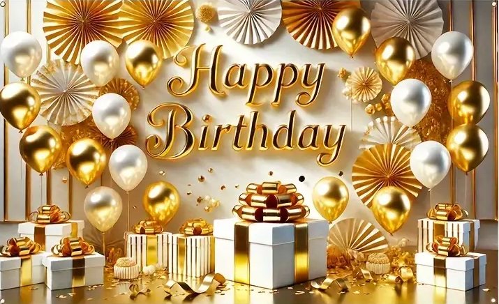 Happy Birthday or & blanc