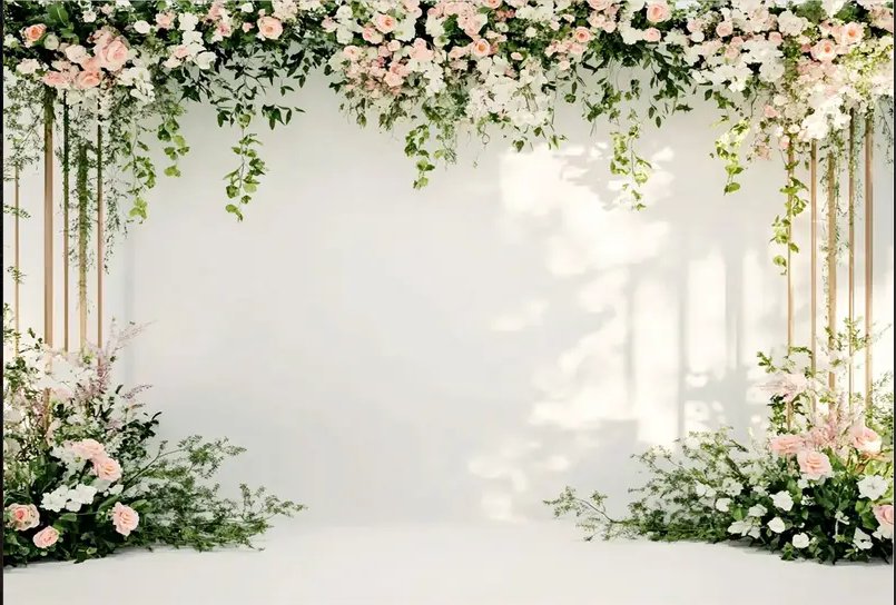 Arche fleurs or & rose